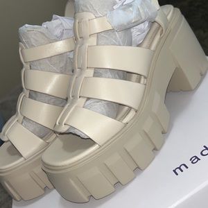 Cream platform sandals